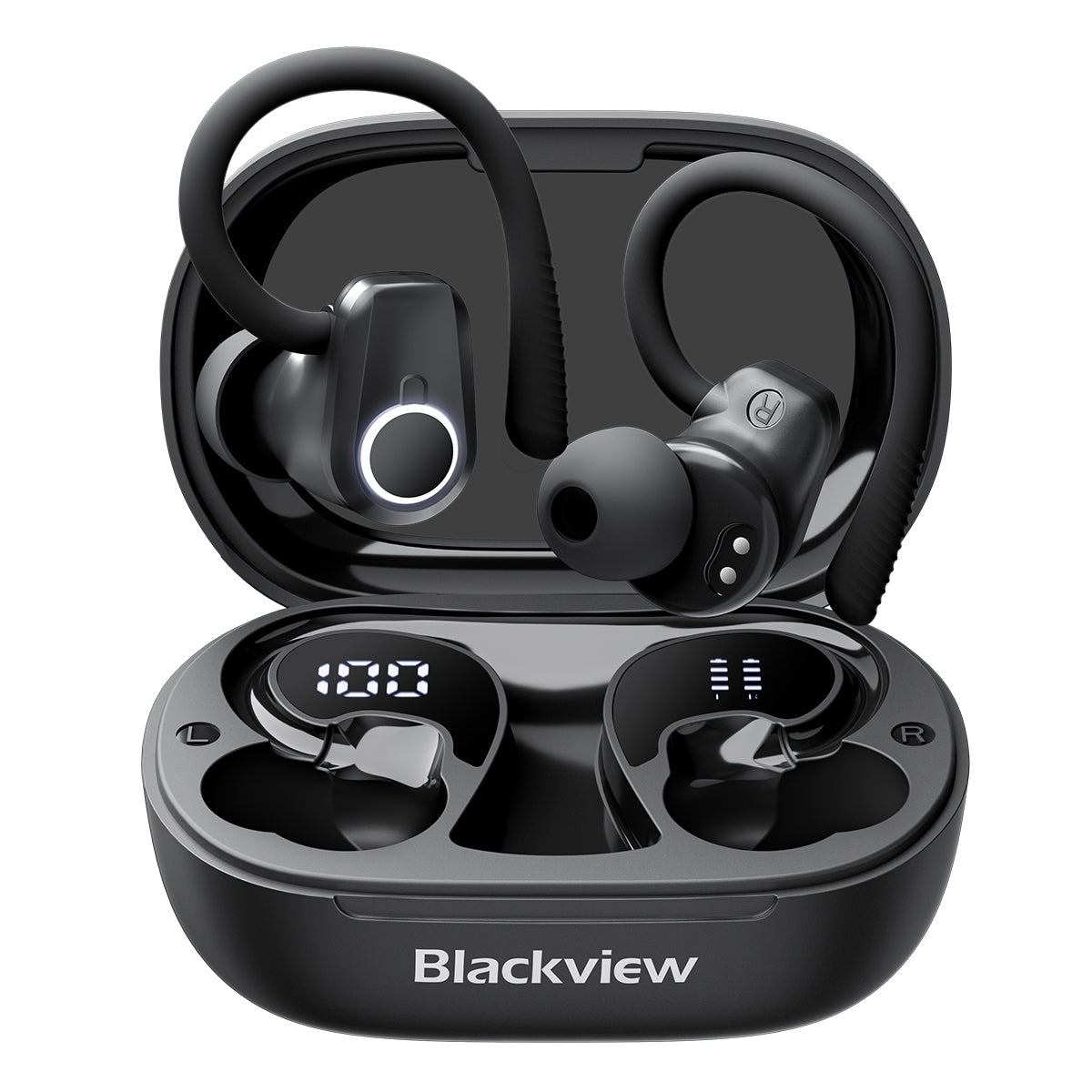 Blackview AirBuds 60 - Auricolari TWS semi-in-ear Bluetooth 5.3 impermeabili IPX4 con ganci per le orecchie