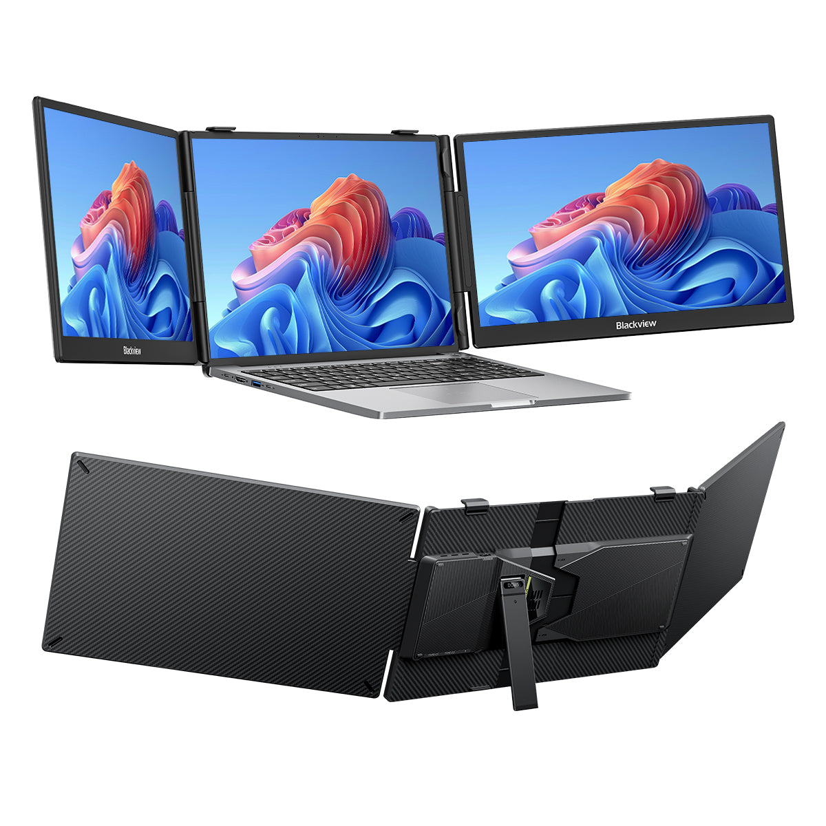 Blackview DCM5 - Schermo Doppio Portatile 14 Pollici per Laptop - Estensione Monitor USB-C con Altoparlanti Integrati