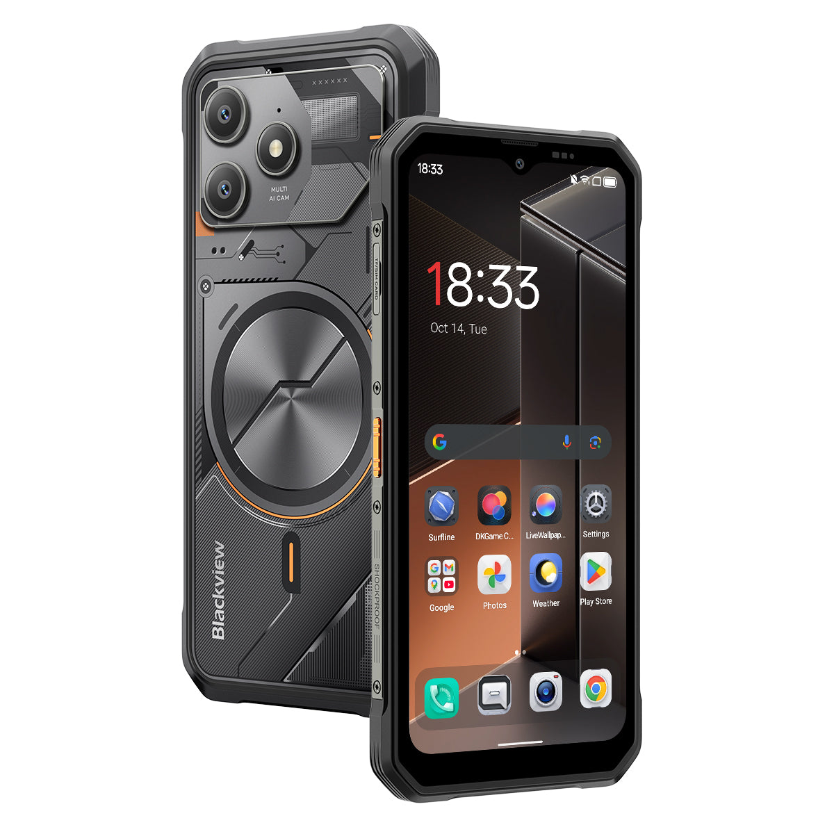 Blackview FORT 100 - Cellulare Robusto 4G Sottile 6,56" – Processore MediaTek Helio G81, 8+128 GB, Batteria 5000 mAh, Fotocamera Doppia 16+13 MP