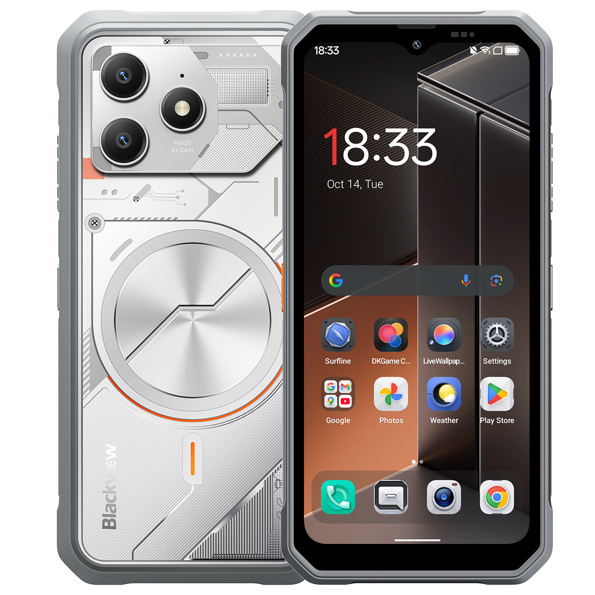 Blackview FORT 100 - Cellulare Robusto 4G Sottile 6,56" – Processore MediaTek Helio G81, 8+128 GB, Batteria 5000 mAh, Fotocamera Doppia 16+13 MP