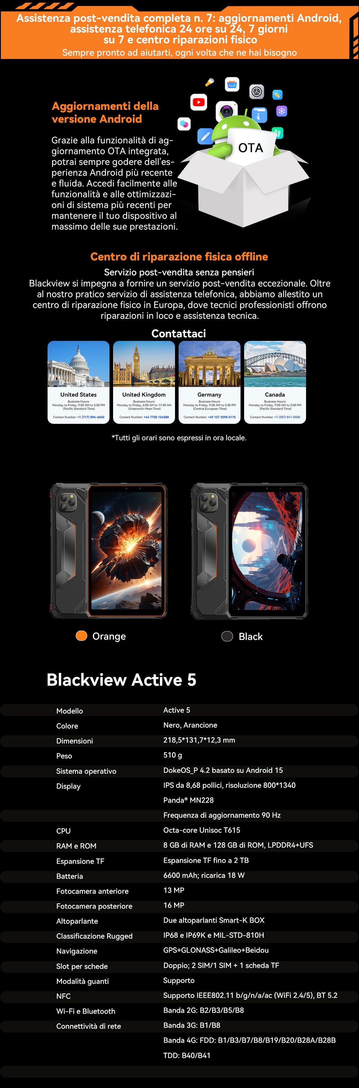Tablet PC Android robusto Blackview Active 5 4G