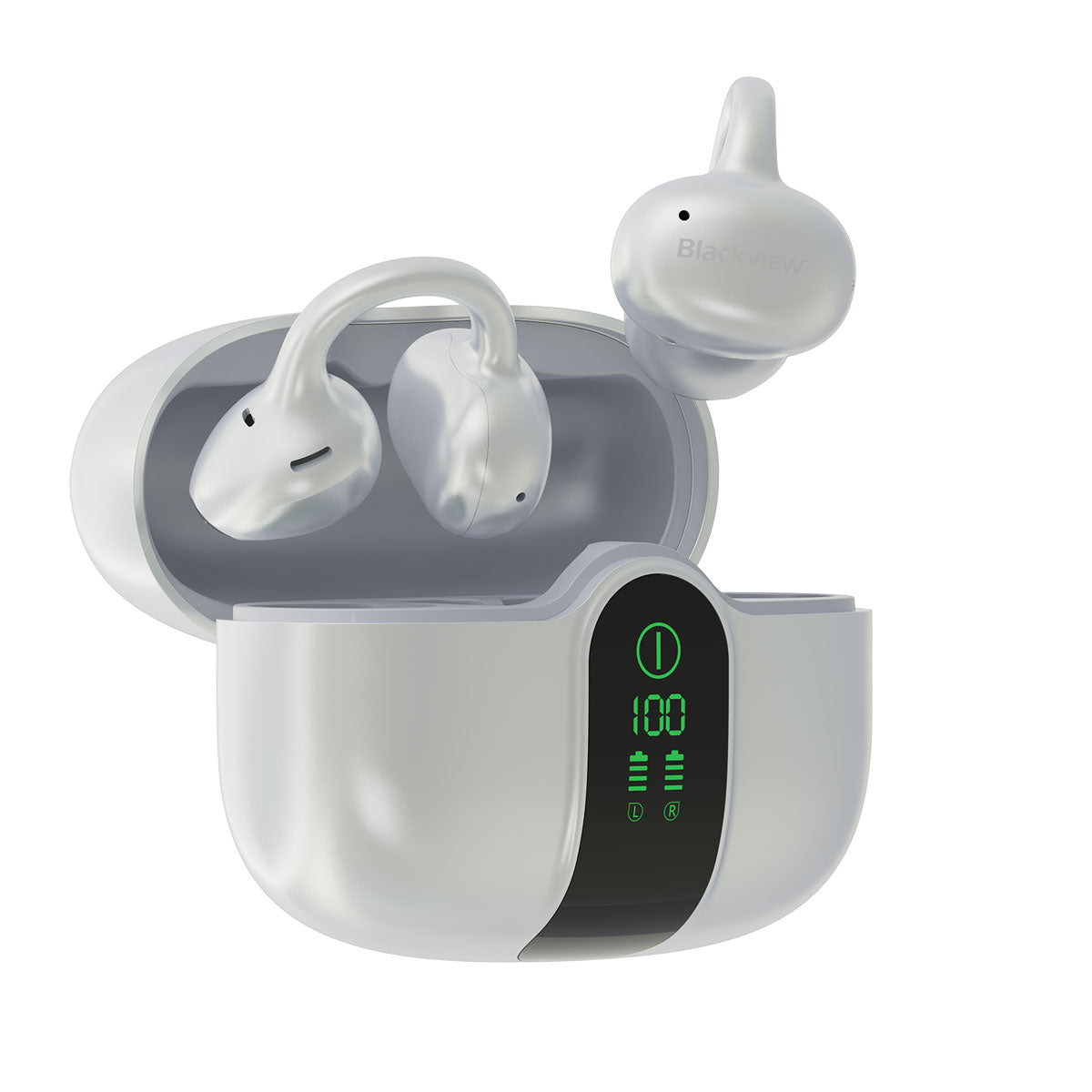 Blackview AirBuds 15 - Auricolari OWS con clip, display LED e Bluetooth 6.0, resistenti all'acqua con certificazione IPX5.