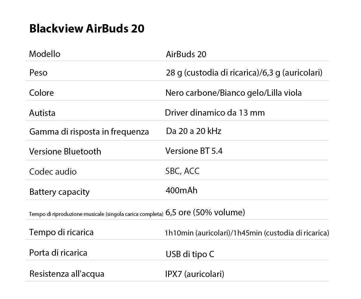 Auricolari TWS semi-in-ear Blackview AirBuds 20
