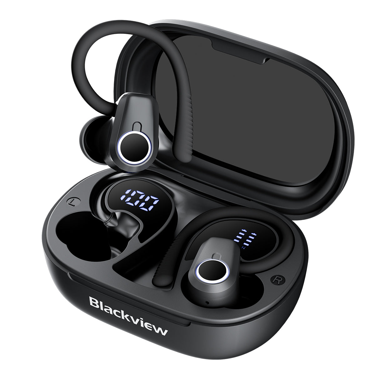 Blackview AirBuds 60 - Auricolari TWS semi-in-ear Bluetooth 5.3 impermeabili IPX4 con ganci per le orecchie