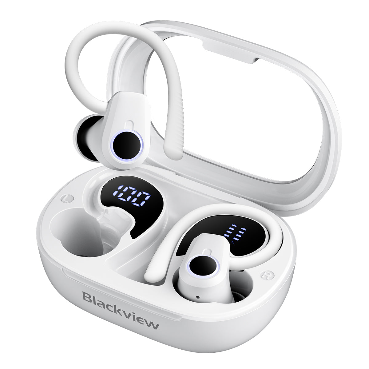 Blackview AirBuds 60 - Auricolari TWS semi-in-ear Bluetooth 5.3 impermeabili IPX4 con ganci per le orecchie