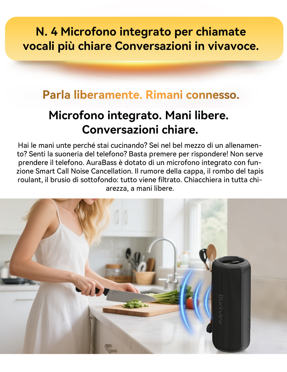 Altoparlante stereo Bluetooth portatile per esterni Blackview AuraBass 3