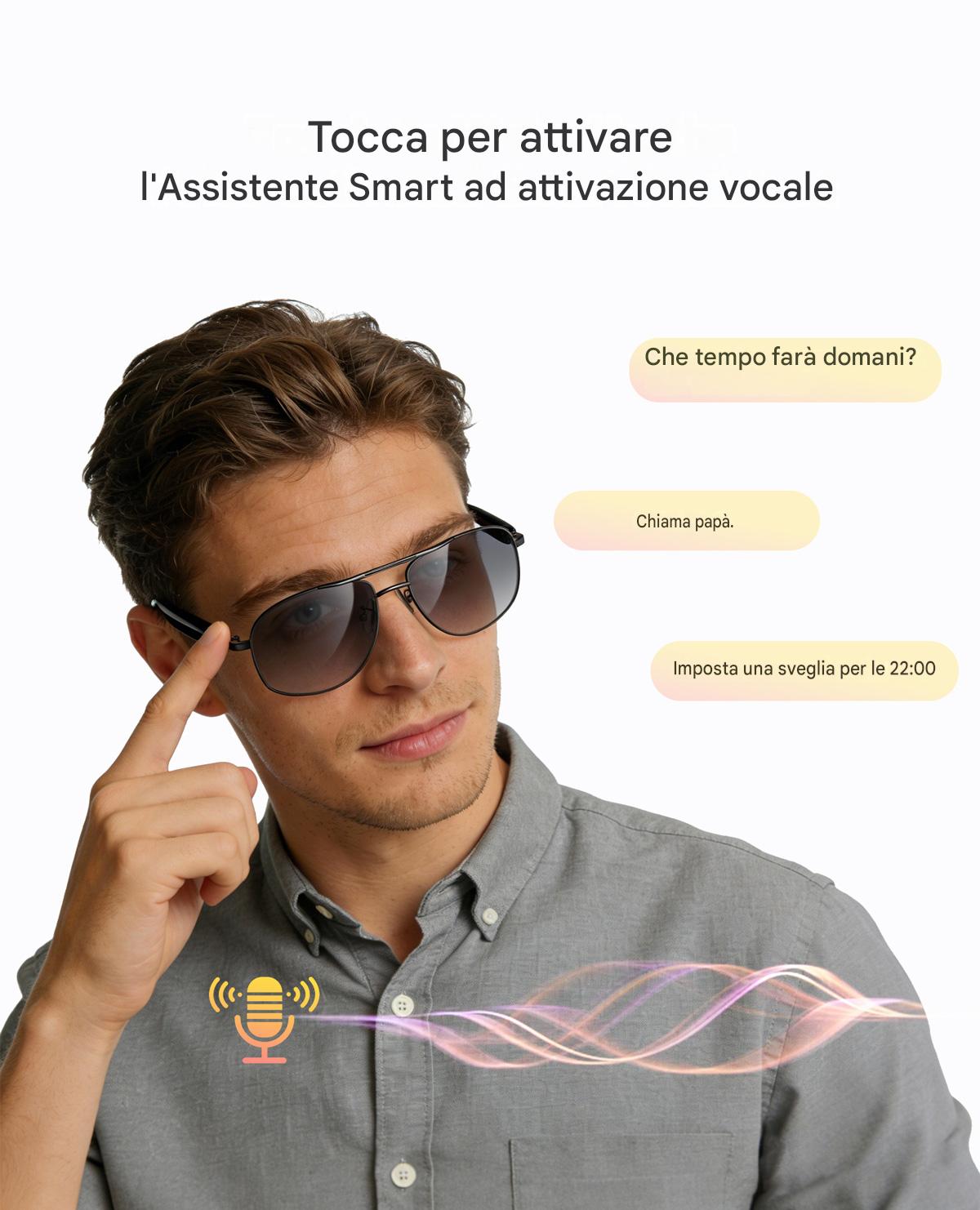 Occhiali intelligenti Blackview D1 Pro IP54 impermeabili per esterni, eleganti e con protezione UV.