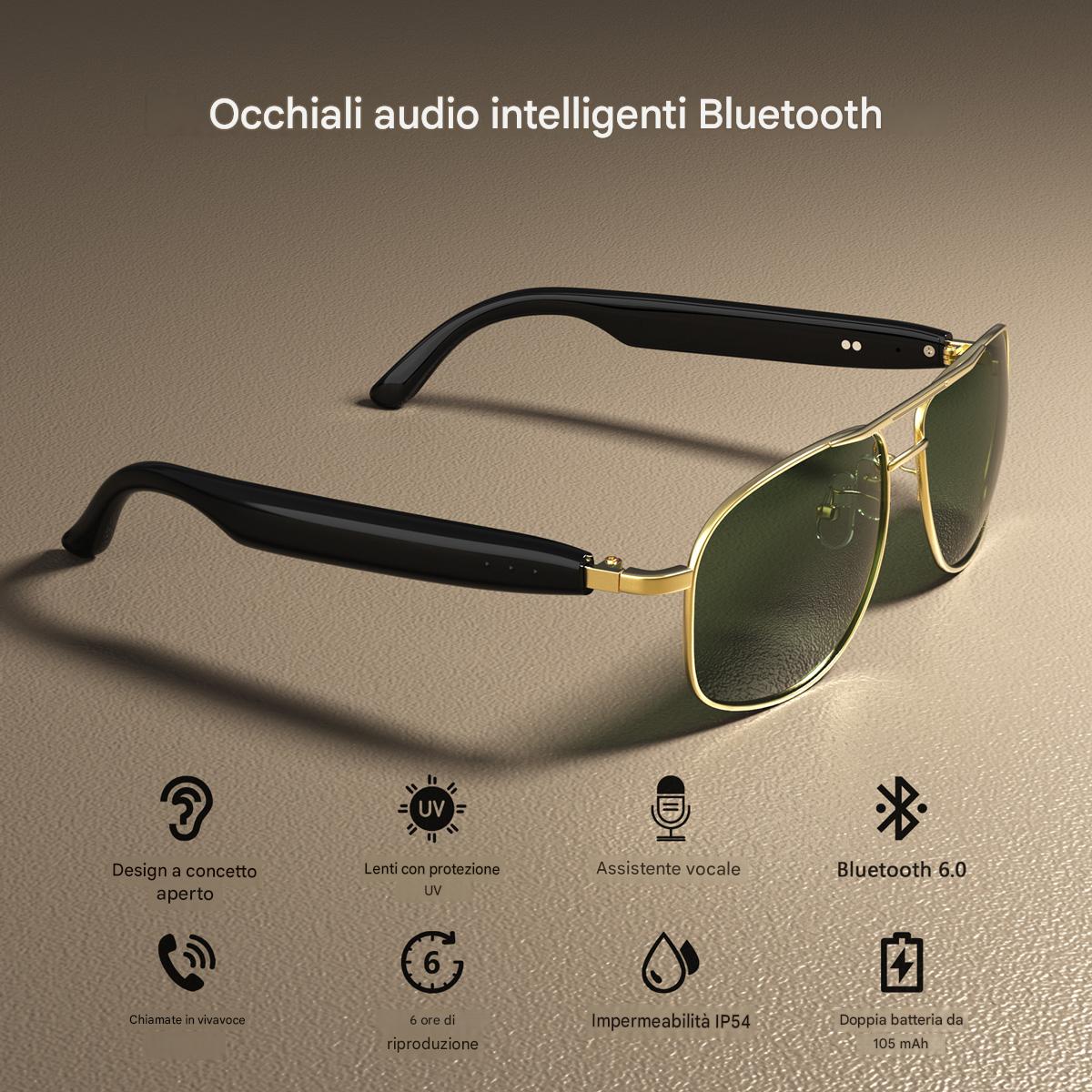 Occhiali intelligenti Blackview D1 Pro IP54 impermeabili per esterni, eleganti e con protezione UV.