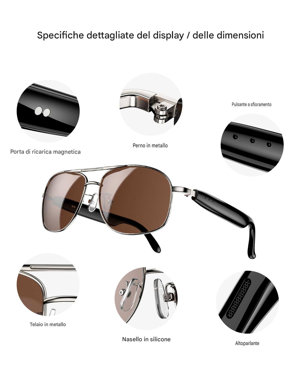 Occhiali intelligenti Blackview D1 Pro IP54 impermeabili per esterni, eleganti e con protezione UV.