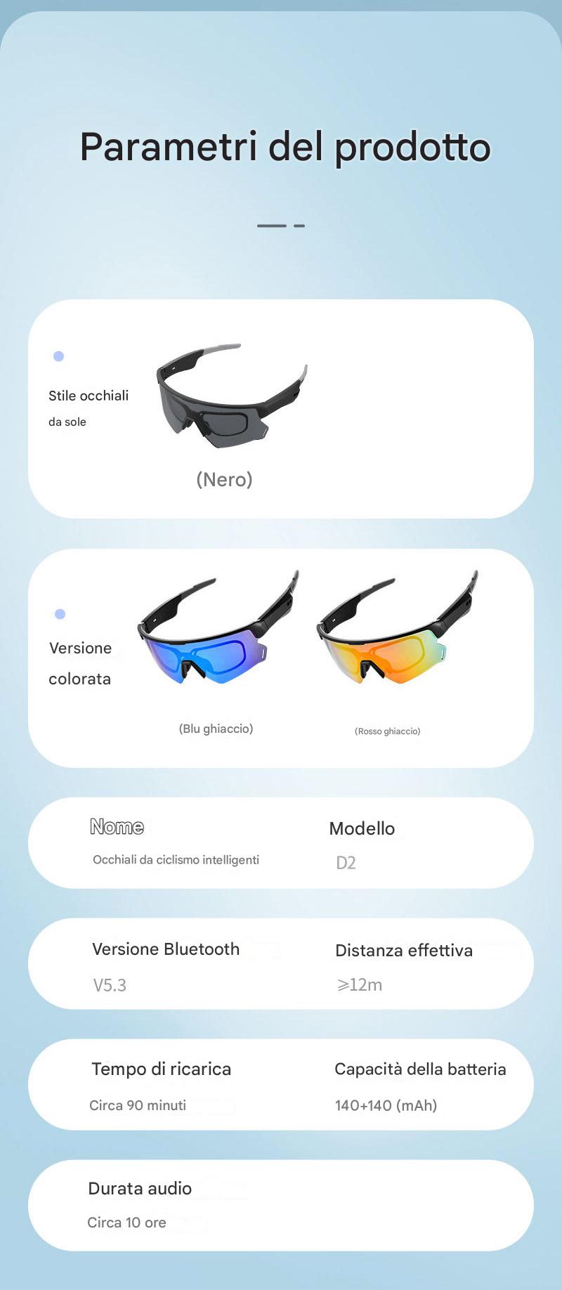 Occhiali intelligenti UV Blackview D2 per sport all'aria aperta