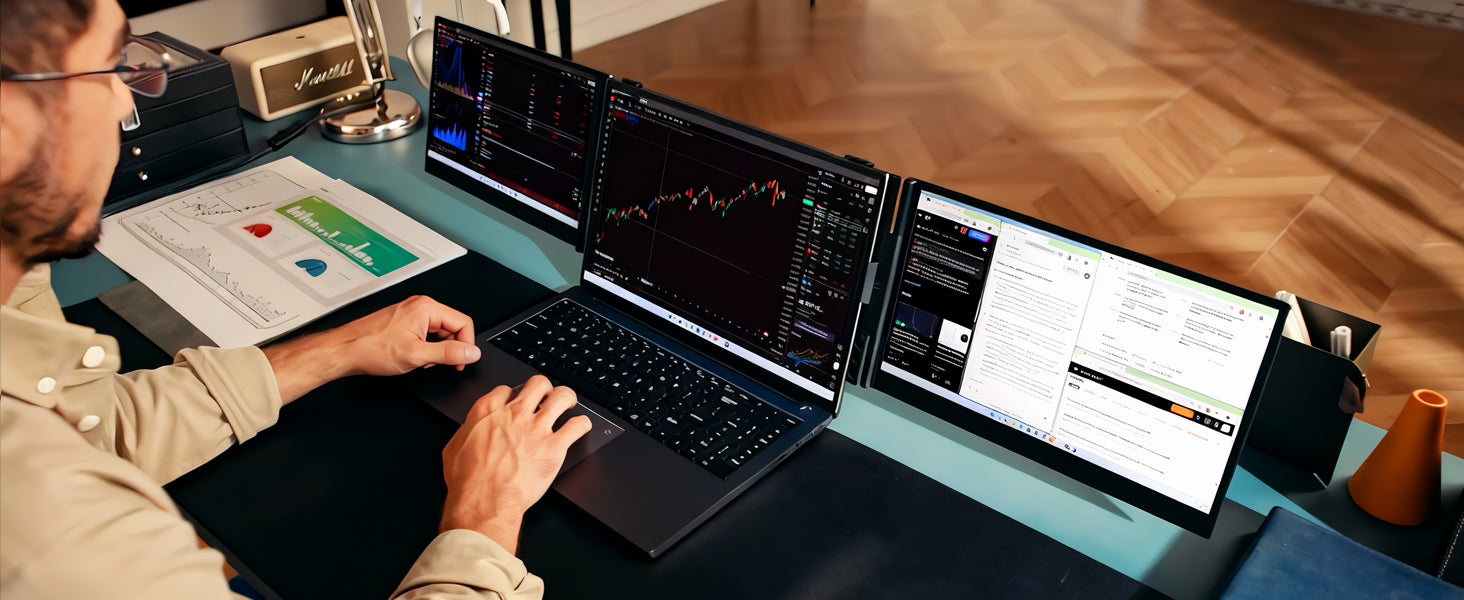 Blackview DCM6 Pro, estensore per doppio monitor da 14 pollici per laptop.