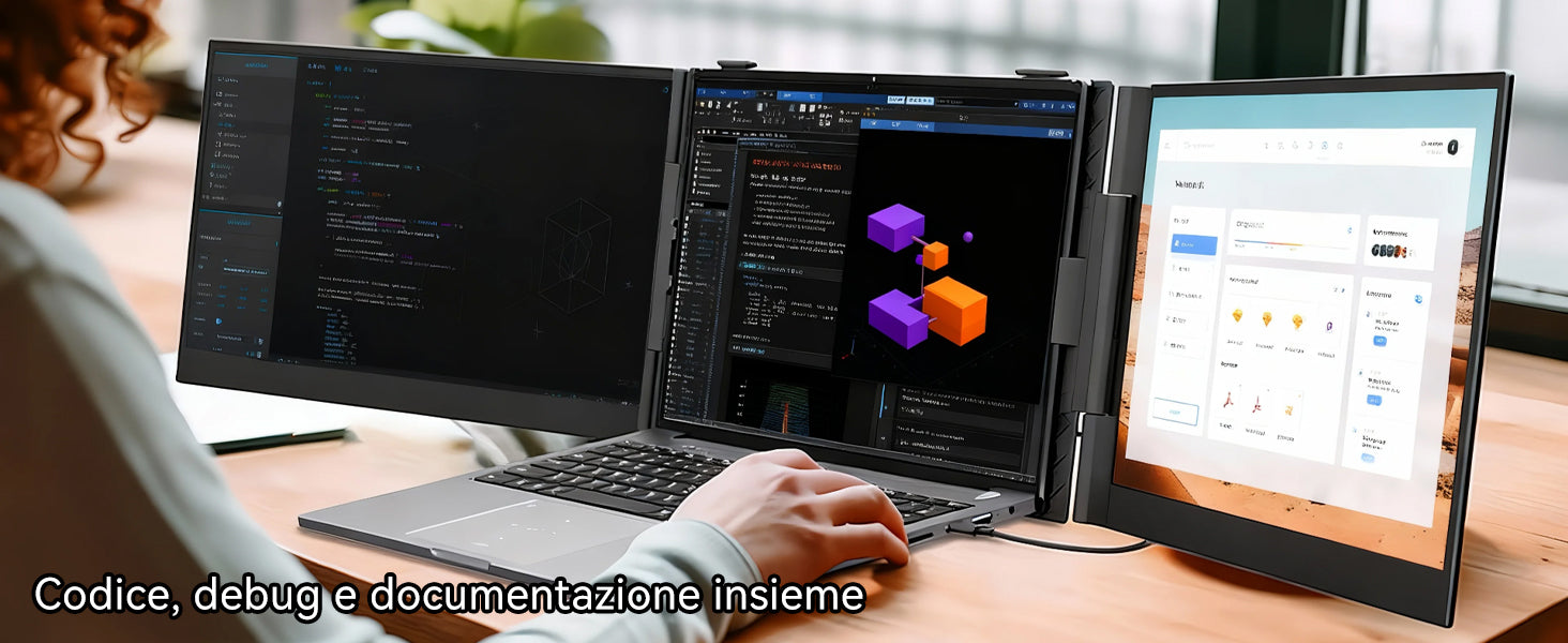 Blackview DCM6 Pro, estensore per doppio monitor da 14 pollici per laptop.