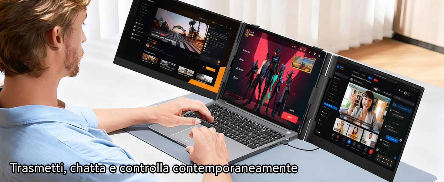 Blackview DCM6 Pro, estensore per doppio monitor da 14 pollici per laptop.
