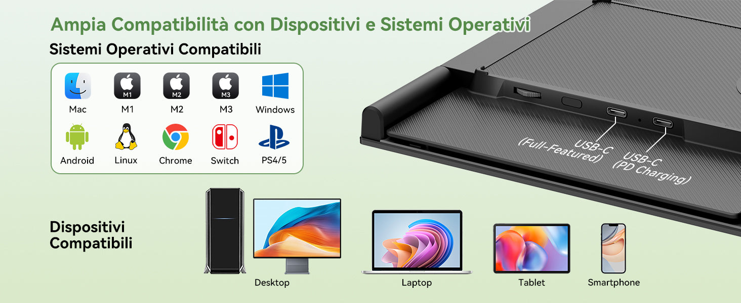 Blackview DCM8 Pro, estensore per doppio monitor da 15,6 pollici per laptop.