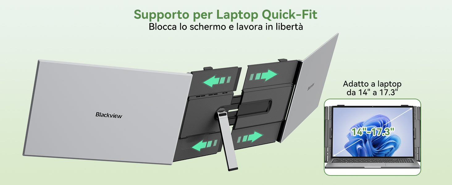 Blackview DCM8 Pro, estensore per doppio monitor da 15,6 pollici per laptop.