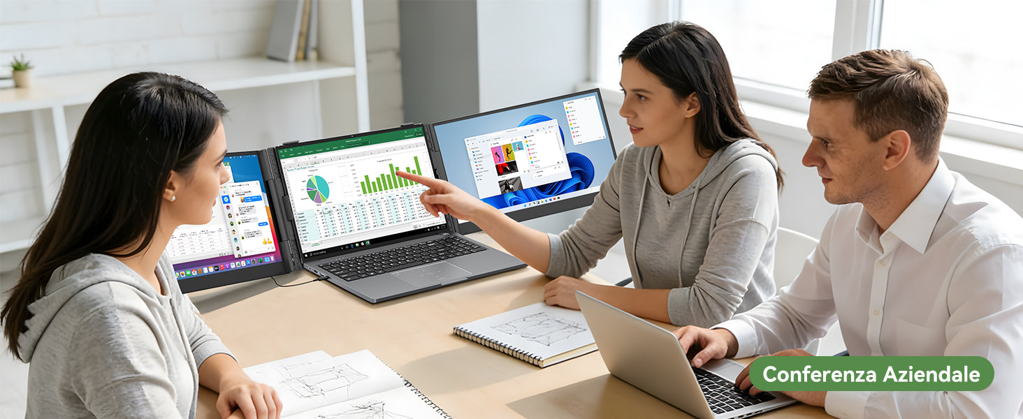 Blackview DCM8 Pro, estensore per doppio monitor da 15,6 pollici per laptop.
