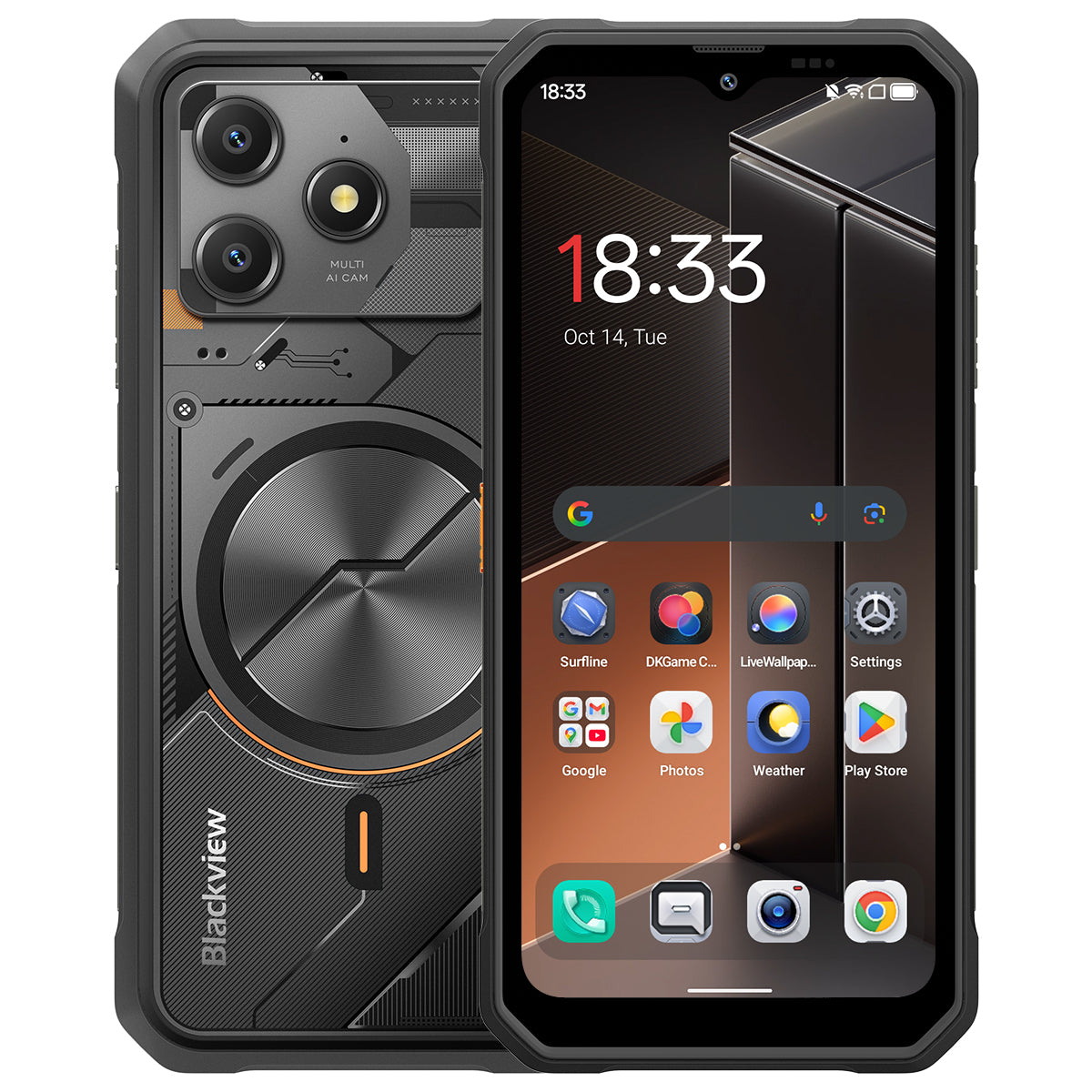 Blackview FORT 100 - Cellulare Robusto 4G Sottile 6,56" – Processore MediaTek Helio G81, 8+128 GB, Batteria 5000 mAh, Fotocamera Doppia 16+13 MP