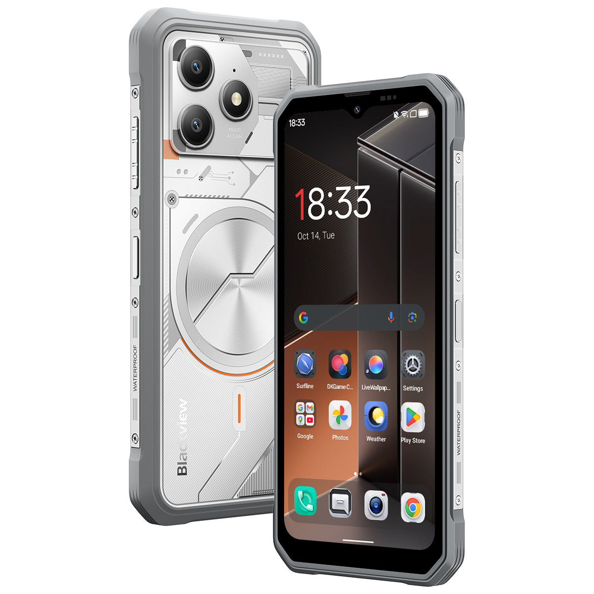 Blackview FORT 100 - Cellulare Robusto 4G Sottile 6,56" – Processore MediaTek Helio G81, 8+128 GB, Batteria 5000 mAh, Fotocamera Doppia 16+13 MP