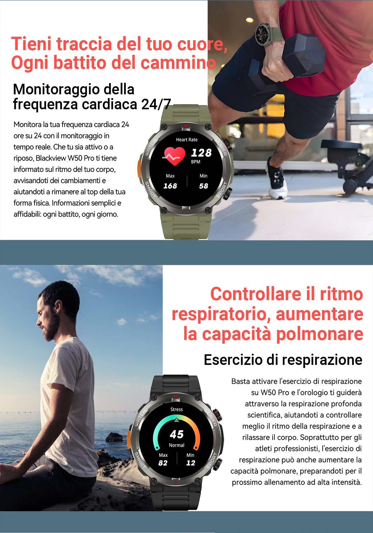 Orologio intelligente robusto Blackview W50 Pro