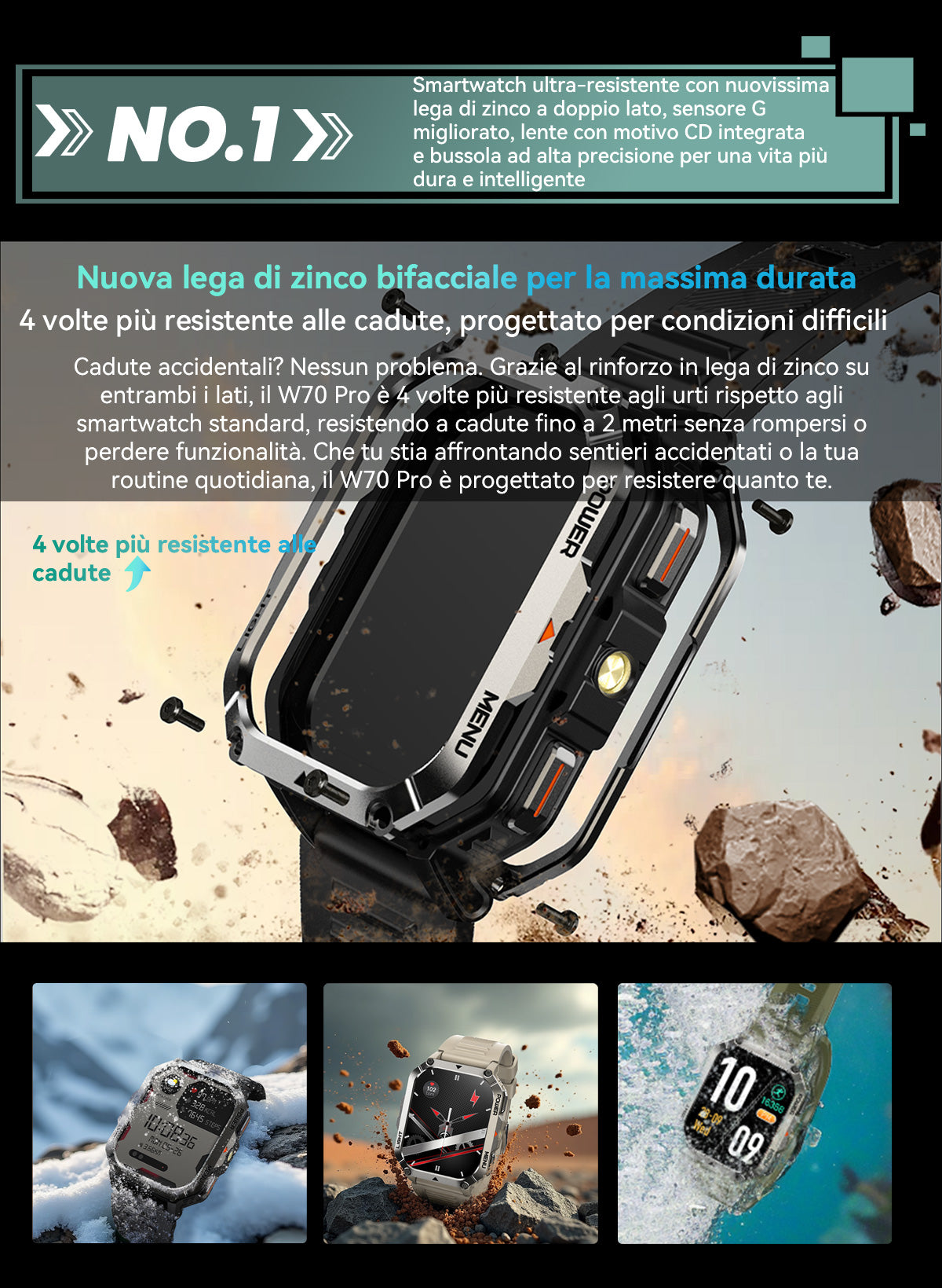 Orologio intelligente per sport all'aria aperta Blackview W70 Pro