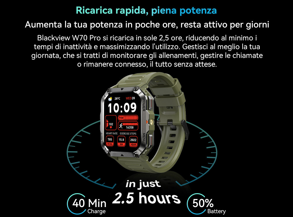 Orologio intelligente per sport all'aria aperta Blackview W70 Pro