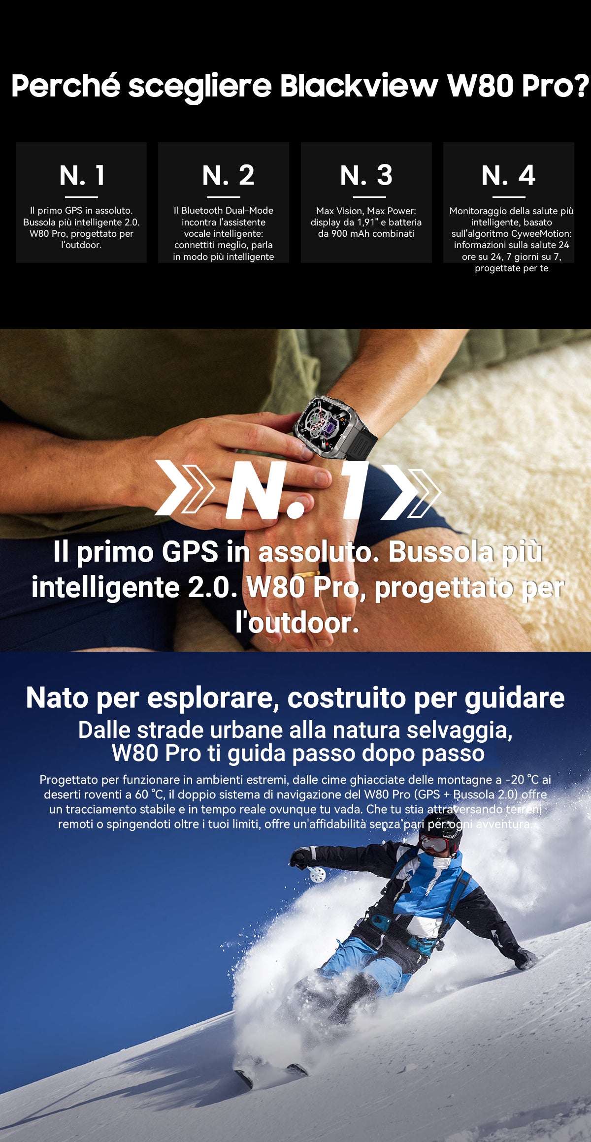 Smartwatch GPS Blackview W80 Pro per sport all'aria aperta