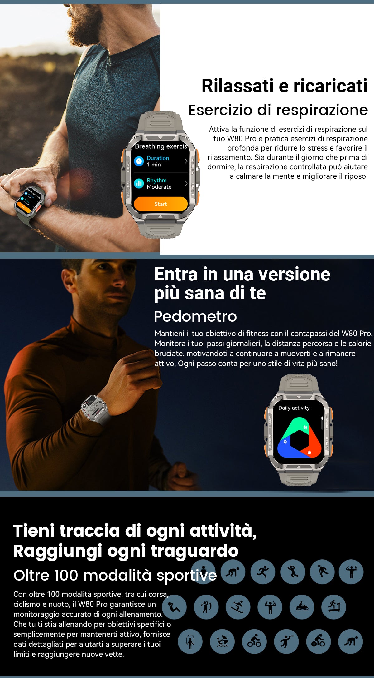 Smartwatch GPS Blackview W80 Pro per sport all'aria aperta
