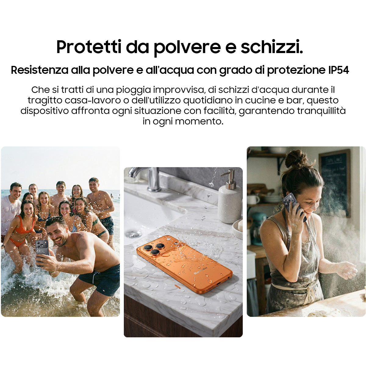 Blackview WAVE 7C – Smartphone 4G Resistente ad Acqua e Polvere IP54