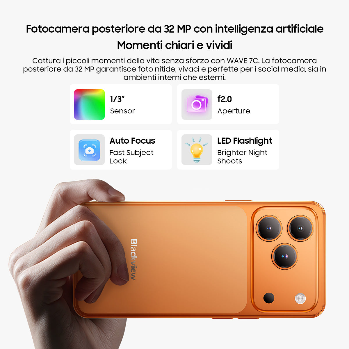 Blackview WAVE 7C – Smartphone 4G Resistente ad Acqua e Polvere IP54