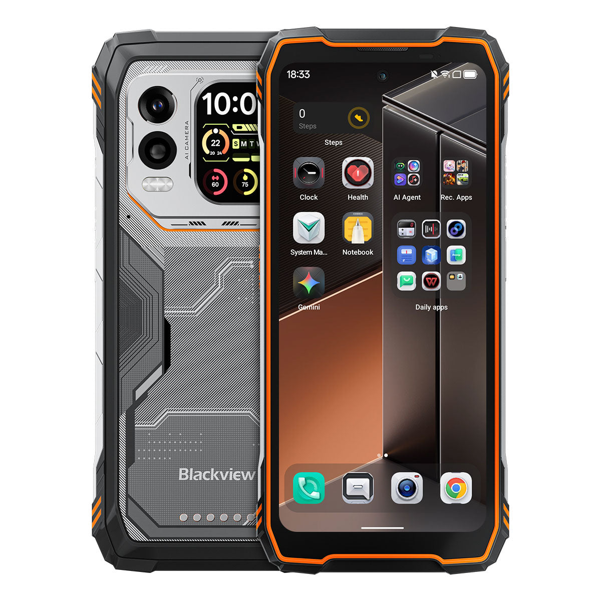 Blackview XPLORE 1 Pro - Telefono rugged 5G con termocamera, display principale da 6,78" a 120Hz e display secondario da 2,01", batteria da 20000 mAh e torcia da 170 lumen.